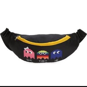 NWT Pac Man Video Game Black LGBTQ Adjustable Waist Bag